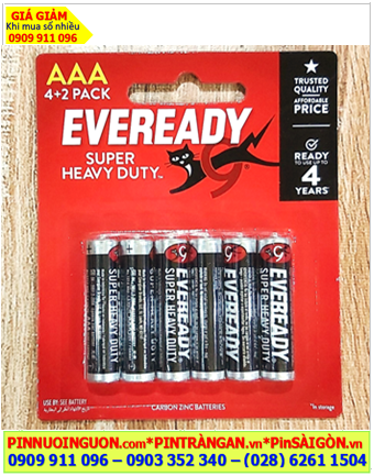 Pin Eveready 1212-BP6; Pin AAA 1.5v Eveready 1212-BP6 Heavy Duty chính hãng _Made in Sinagpore - Vỉ 6viên